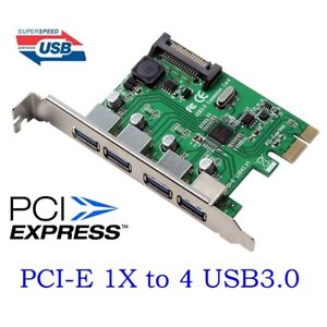 4 USB 3.0 Port SuperSpeed PCI Express Controller Card Adapter 15-pin SATA Power