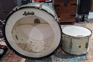 New ListingVintage Mid 60's Ludwig Club Date 2 Piece Drum Kit White Marine Pearl 14x22 9x13