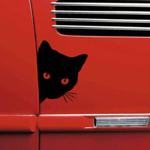 Black Peeking Cat For Car Truck Van Bumper Window Wall Vinyl Decal Sticker
