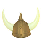 Adult Plastic Norwegian Medieval GOLD Viking Helmet Costume Hat with Horns