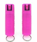 2 Police Magnum pepper spray 1/2oz REFILLABLE hot pink molded keychain defense