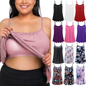 Plus Size Workout Tank Tops with Built in Bra Camisole Womens Casual Flowy Vest