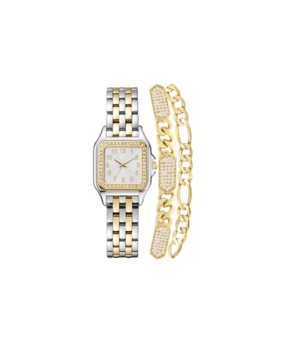 Jessica Carlyle Ladies Analog Silver/Gold Tone Watch And Bracelet Set 26Mm