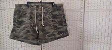 Womens American Eagle Stretch Green Camouflage Shorts Size 20 Elastic Waist