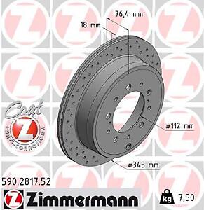 2x ZIMMERMANN 590.2817.52 Brake Disc Pair Rear Axle For LEXUSTOYOTATOYOTA (FAW)