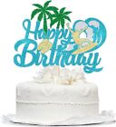 Glitter Happy Birthday Surf Cake Topper - Summer Beach Themed Hawaiian Party Dec