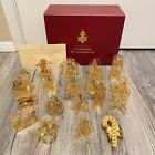 The Danbury Mint Gold Christmas Ornaments Lot Of 18 w/ Box