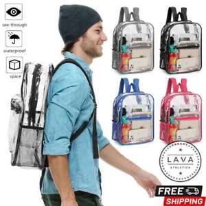 Heavy Duty Clear Backpack Waterproof Transparent Shoulder Bag SeeThrough Bookbag