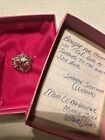 Vintage 1960’s MOTHER Red Rose & Diamonds Brooch Pin