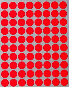 Neon Red Dot Stickers in Various Sizes (8MM-38MM) Color Label in 15 Sheets