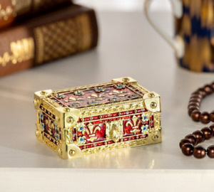 Keren Kopal Golden Treasure Trinket Box Hand made Decorated & Austrian Crystals