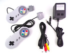 Super Nintendo SNES 2 Controllers AV Cable Power Adapter Cord Bundle - Brand New