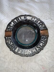 Vintage cigar ashtray copper tin bubble glass San Francisco cable car Japan 5