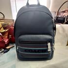 Coach West Backpack With Coach Stripe Blue Demin Mens Leather New