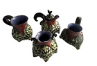 5 PieceTea Coffee Set handmade Ceramic Pottery Whimsical Textured Art Piece READ