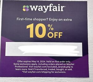 Wayfair Coupon - 10% Off First Order Online - Exp 5/15/2024