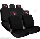 For Hyundai New 4X Pink Paws Logo Headrest And Black Fabric Seat Covers  (For: 2021 Hyundai Elantra)