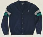 Brooks Brothers 346 Navy Blue Button Up Merino Wool Cardigan Sweater Mens Medium