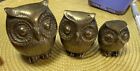 New ListingSet of 3 Vintage Solid Brass Owl Family Paperweight Figures Collectible Display