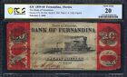 New Listing$20 Bank of Fernandina Florida Issued Obsolete Banknote Currency PCGS-B VF 20!