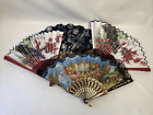 Vintage Wooden Japanese Wall Hanging Fans Folding Lot Of 4