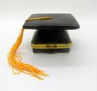 Black Graduation Cap with Gold Tassel Hinged Trinket Box with Inside Quote