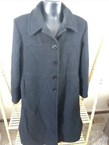 Charles Klein Vintage Black Trench Coat 100% Wool Women’s Size 12