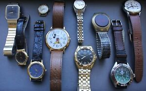 Lot of (10) Quartz Watches Seiko Timex Raymond Weill AS IS NEEDS TLC