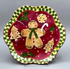 Laurie Gates Christmas Gingerbread Man Candy Cookies Ceramic Plate 9.5 inch