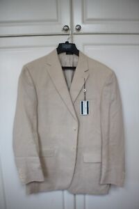Saddlebred Sport Coat Jacket 100% Linen Beige Light Khaki Tan Blazer 38R NWTAGS