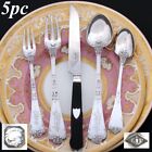 Antique French Puiforcat Sterling Silver Flatware, a 5pc Setting for One, Gothic