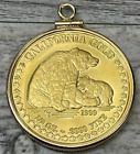 1999 California 1/2ozt. .999 Gold Bear in 14kt Yellow Gold Bezel, 2mm Bale