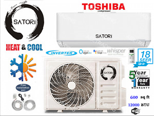 12000 BTU Ductless Air Conditioner/Heat Pump Mini Split 110V 1Ton 18 Seer & Wifi
