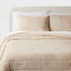 3pc Full/Queen Channel Luxe Faux Fur Comforter and Sham Set Khaki - Threshold
