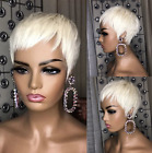 613 Blonde Short Cute Pixie Cut 100% Human Hair Wigs for Women Short Blond Wigs