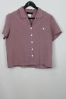 JENO NEUMAN PETITE Size PM Women's Top Short Sleeve Button Up Front Pocket Red