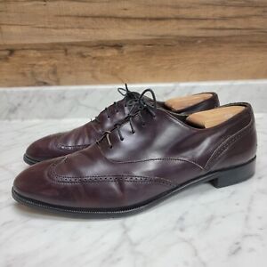 Mens 10.5 M Vito Rufolo Italian Oxblood Leather Wingtip Shoes Cordovan Italy Vtg