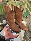 VTG Marlboro Dan Post El Paso Leather Cowboy Boots W/Box & Inserts Size 11
