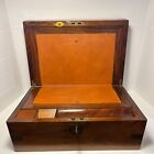Antique 19th Century English Military Wooden Writing Slope Lap Desk Document Box