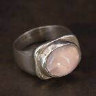 VTG Sterling Silver - ART DECO Rose Quartz Cabochon Ring Size 6 - 8g