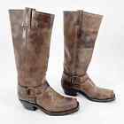 Frye Chocolate Brown Leather Harness 15R Knee High Biker Boot Women's size 8