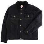 Wrangler Workwear Men's Denim Jacket Black Sherpa Interior, 4-Pocket Blue Coat