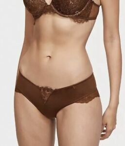 NEW Victoria Secret VERY SEXY Micro Lace Insert Trim Satin Cheeky Panty Brown XL