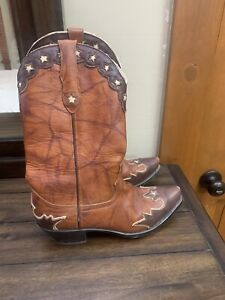 Men’s Brown Star Cowboy Boots Size 8