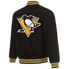 NHL Pittsburgh Penguins JH Design Wool Reversible Jacket Black Embroidered Logos
