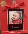 New ListingLenox Love Silver Christmas Photo Frame Ornament Red Ribbon NEW