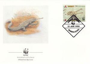 (130466) Crocodile Gharial WWF Bangladesh FDC 1990
