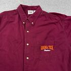 Virginia Tech Hokies Shirt Men 2XL XXL Maroon Button Up Dress Denim Jean Adult E