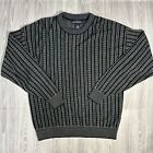 Vintage Van Heusen Grandpa Striped Green Knit Crewneck Sweater Men's Size M