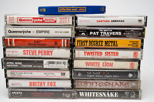 Rock Metal Cassette Tapes Lot Of 17 Whtiesnake, Queensryche, Santana, April Wine